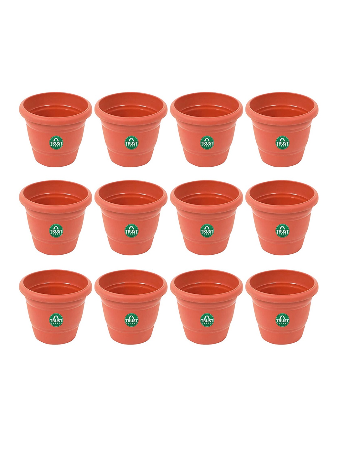 

TrustBasket 12-Pcs Brown UV Treated Round Planters