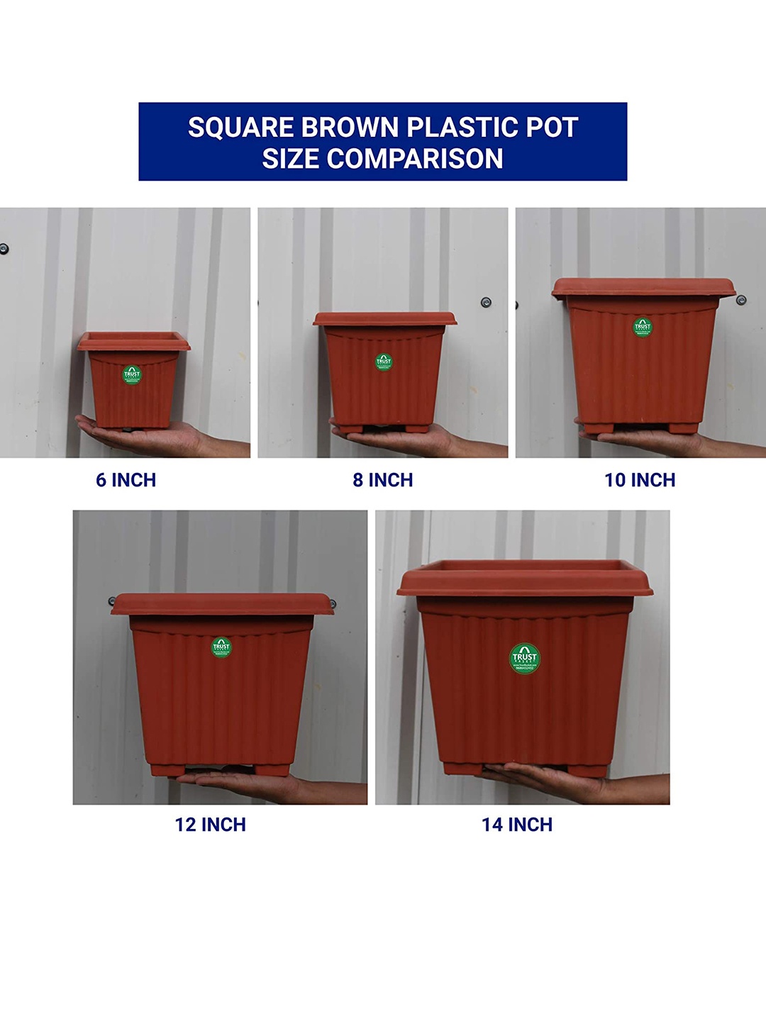 

TRUSTBASKET 4-Pcs Brown Square Planters