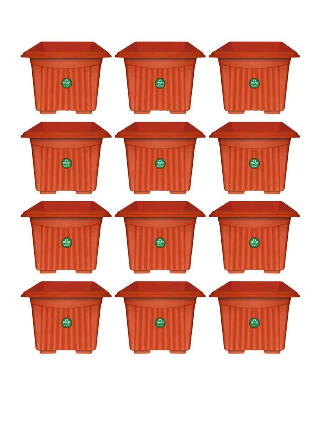 

TRUSTBASKET 12-Pcs Brown Square Planters
