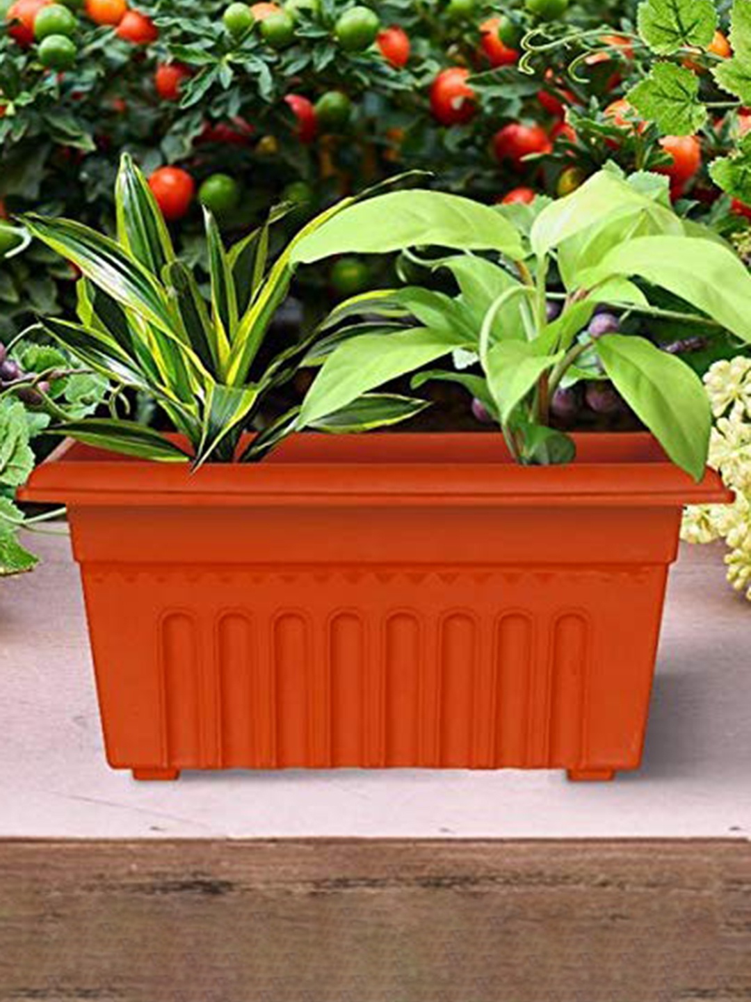 

TrustBasket 12-Pcs Brown Textured UV Treated Rectangular Planters