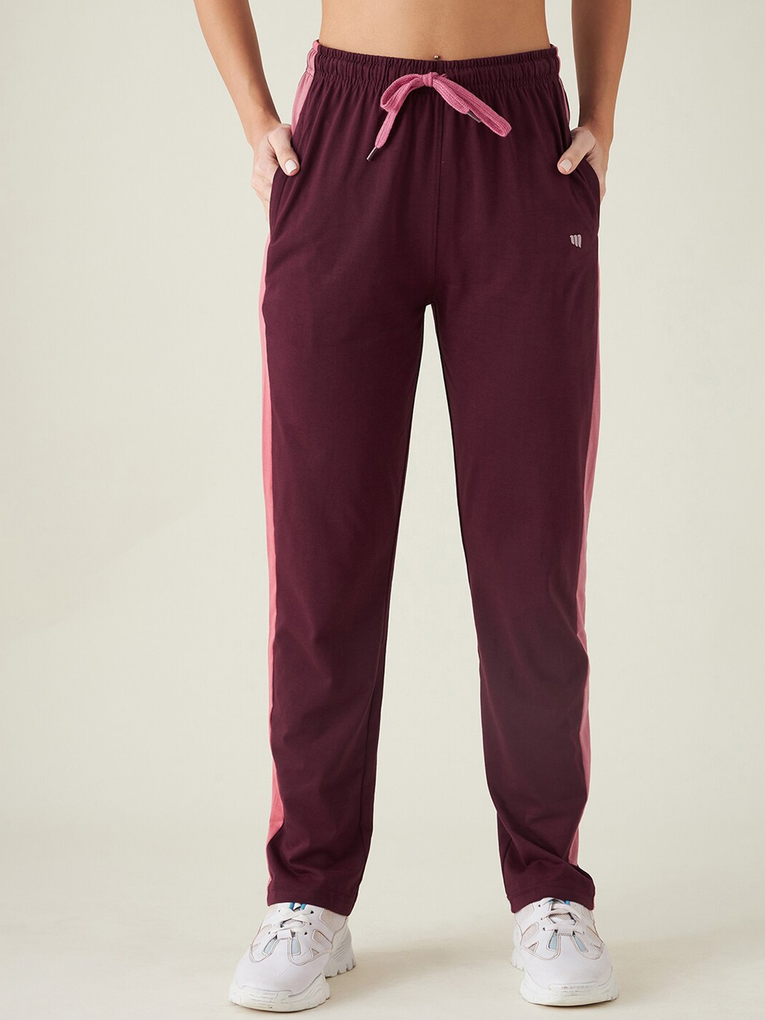 

Modeve Striped Cotton Track Pants, Maroon