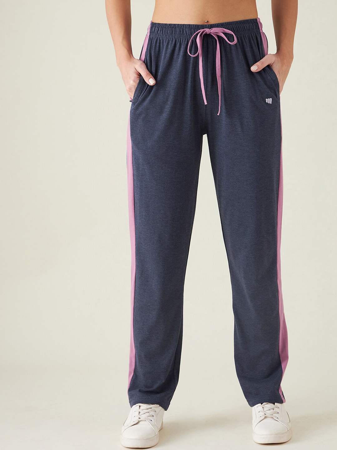 

Modeve Striped Cotton Track Pants, Navy blue