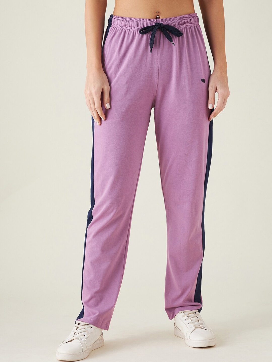 

Modeve Striped Cotton Track Pants, Purple