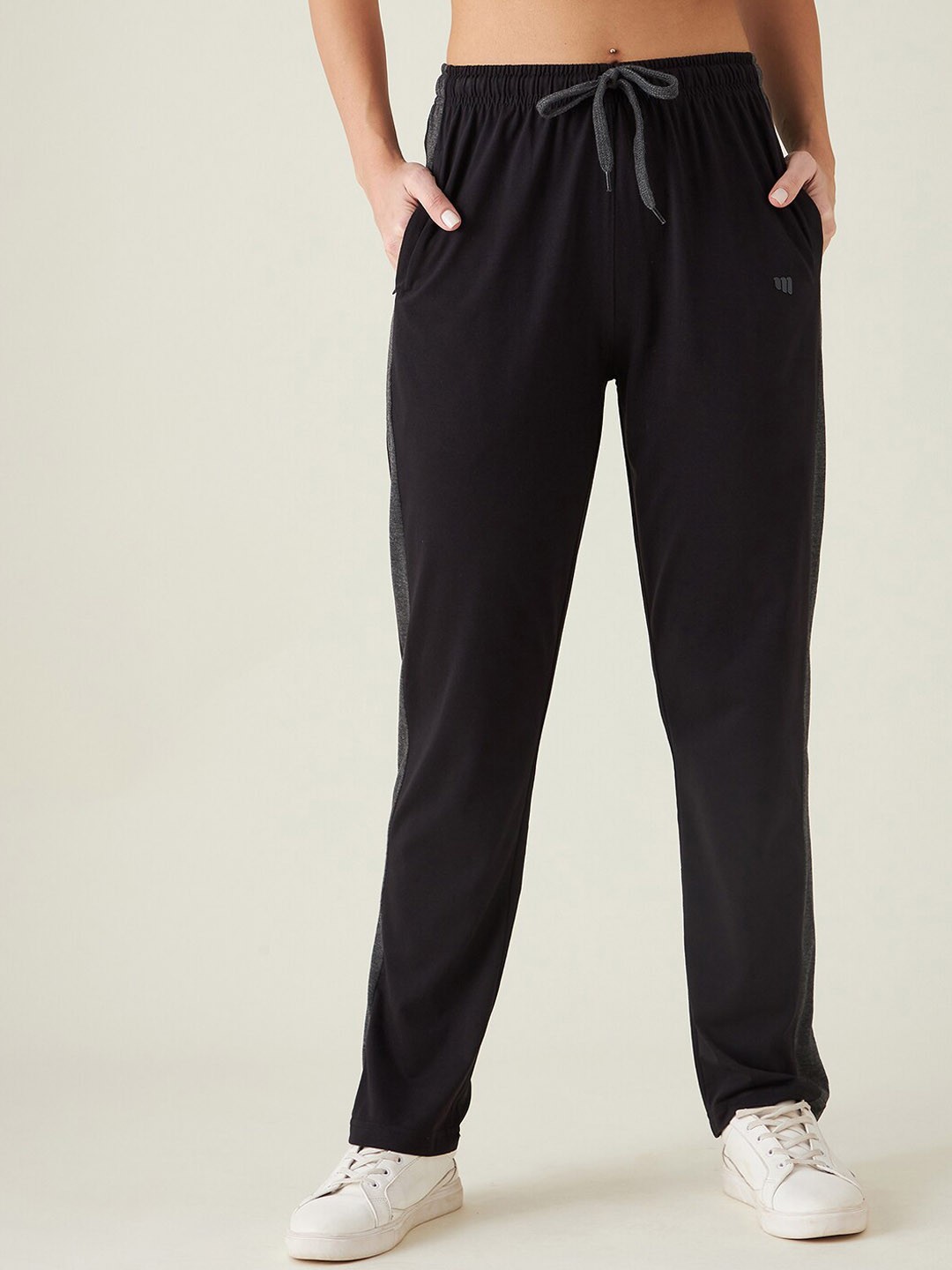 

Modeve Cotton Striped Track Pant, Black