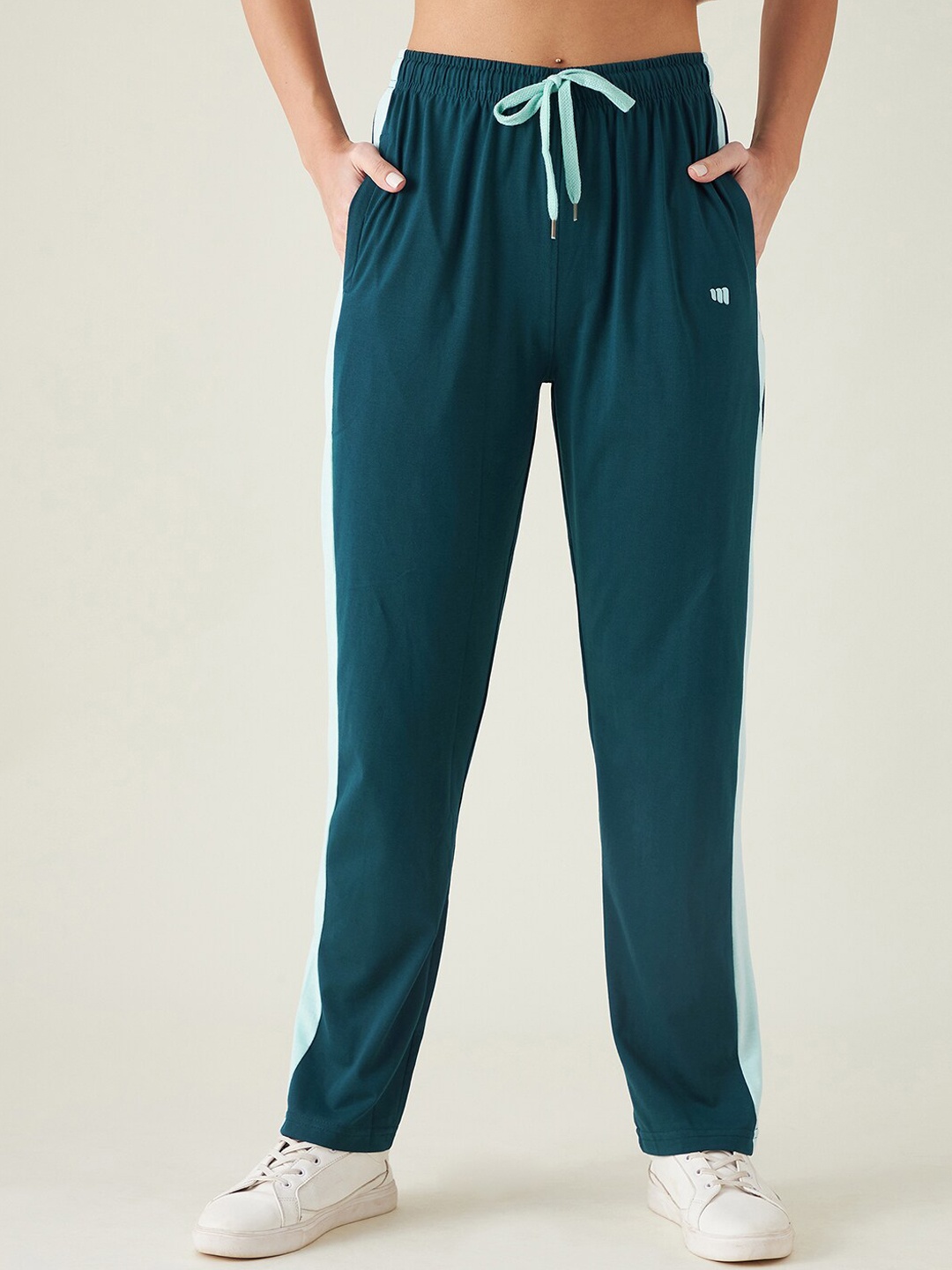 

Modeve Regular Cotton Mid-Rise Track Pants, Teal