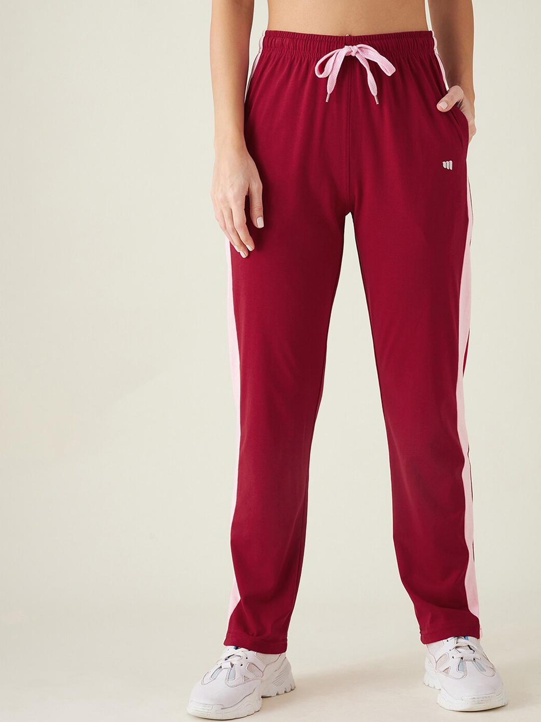 

Modeve Cotton Mid-Rise Track Pants, Red