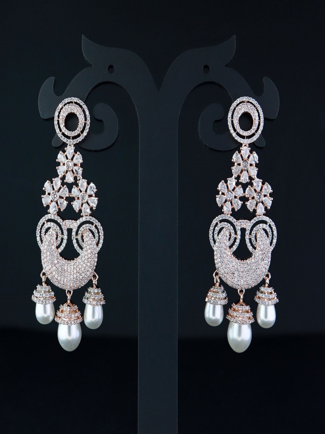 

I Jewels Rose Gold Plated Classic Drop Earrings, White