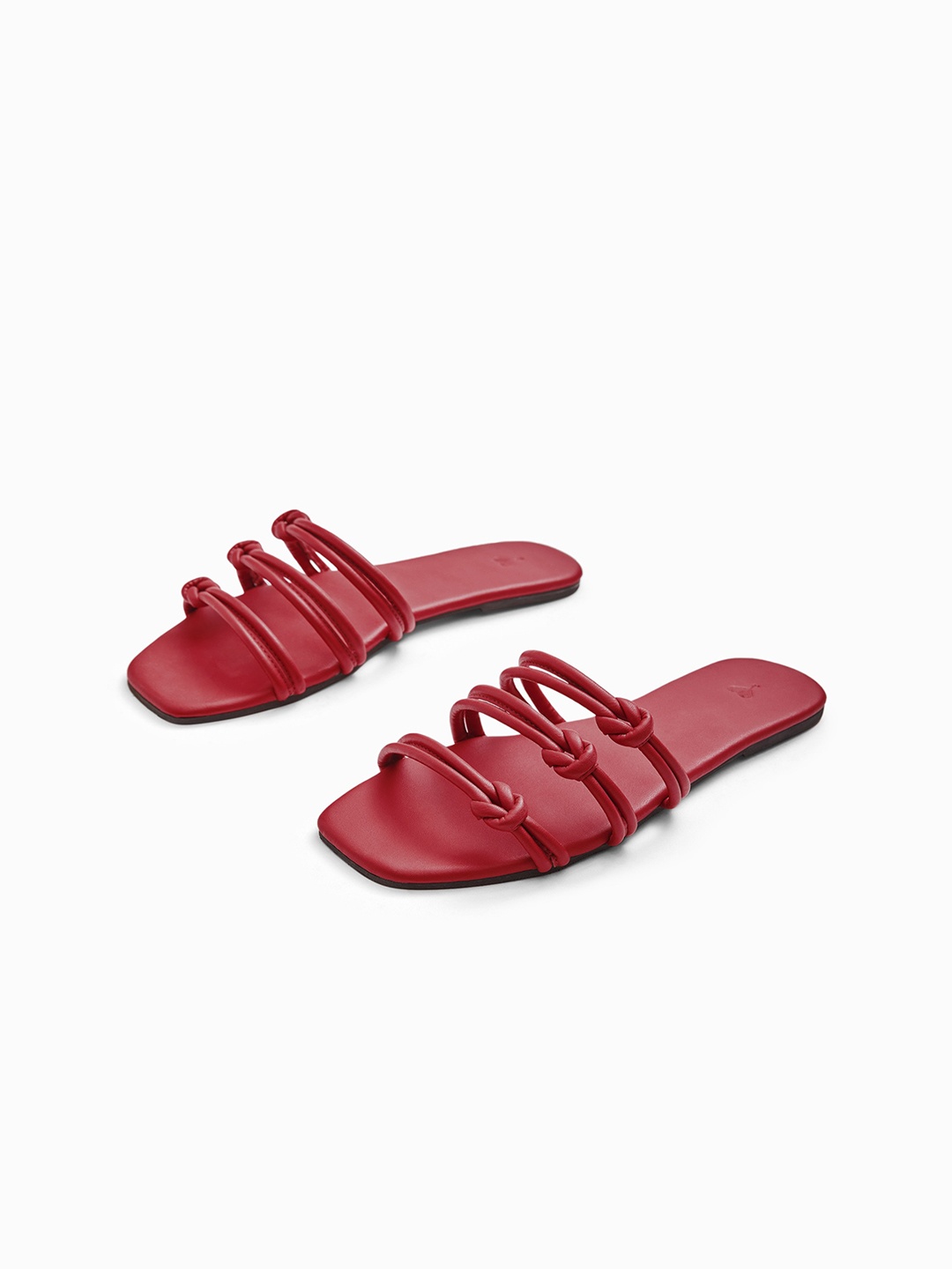 

The Label Life Women Square Toe Open Toe Flats, Red