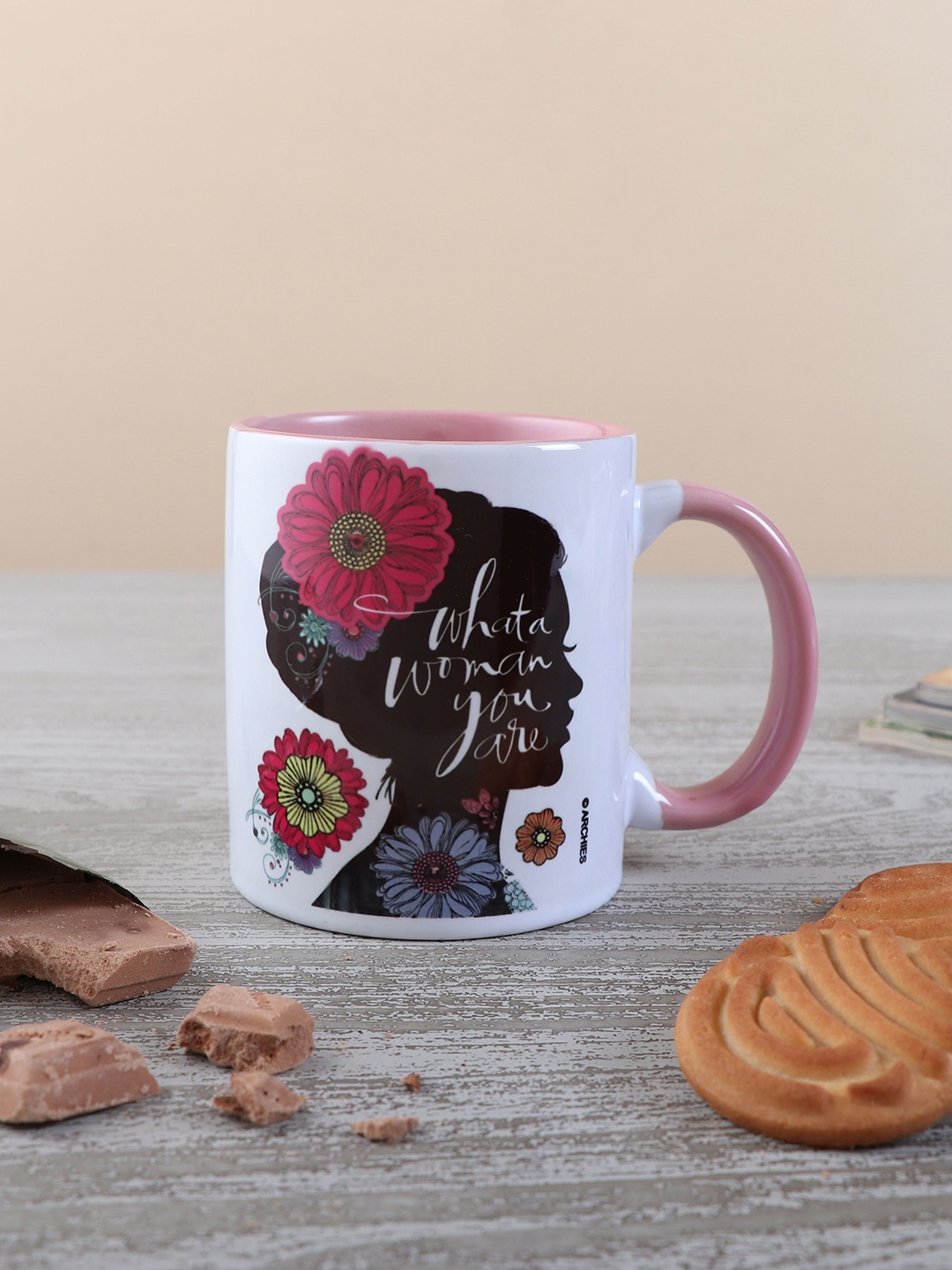

Archies White & Black 2 Pcs Text or Slogans Printed Ceramic Glossy Mugs
