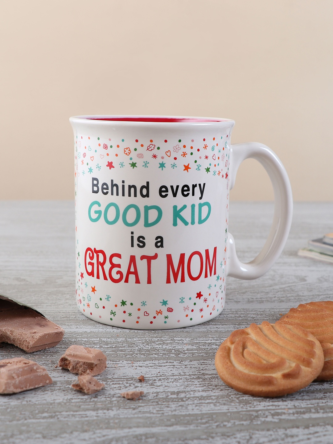 

Archies White & Red 2 Pcs Text or Slogans Printed Ceramic Glossy Mugs