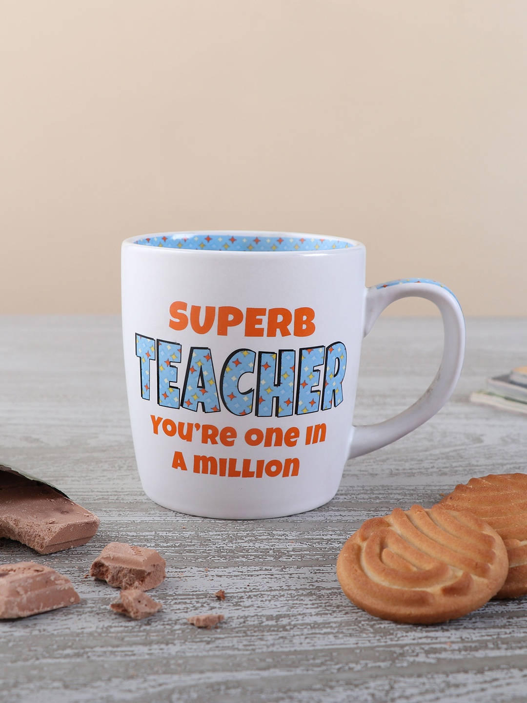 

Archies White & Blue 2 Pcs Text or Slogans Printed Ceramic Glossy Mugs