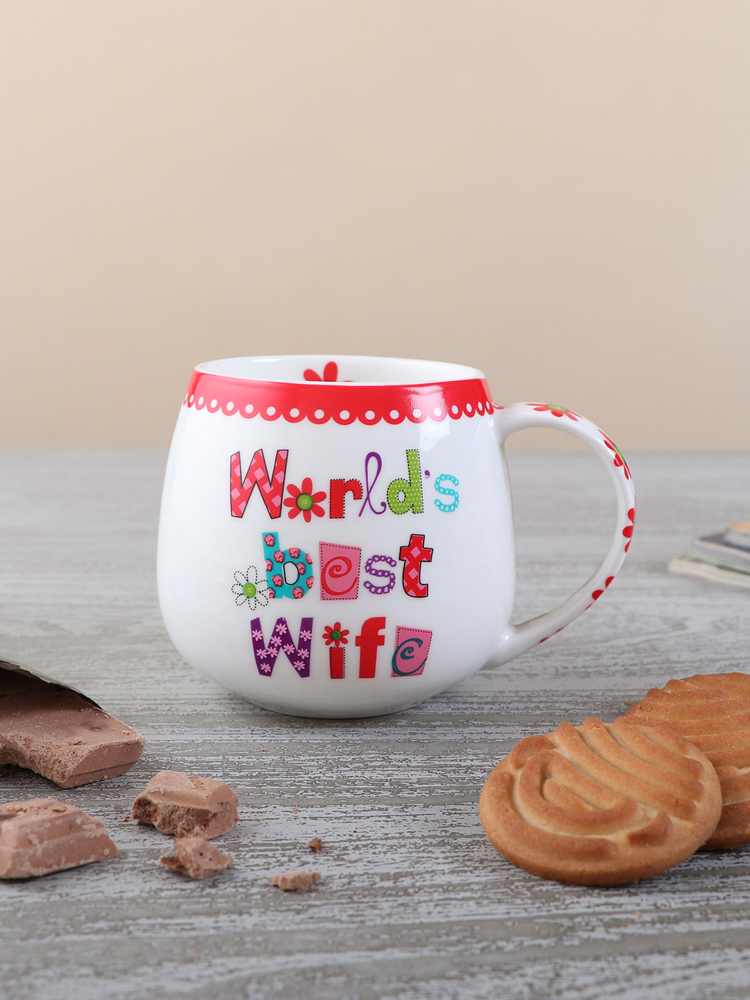 

Archies White & Red Red Red Printed Ceramic Glossy Mugs Set of Cups and Mugs