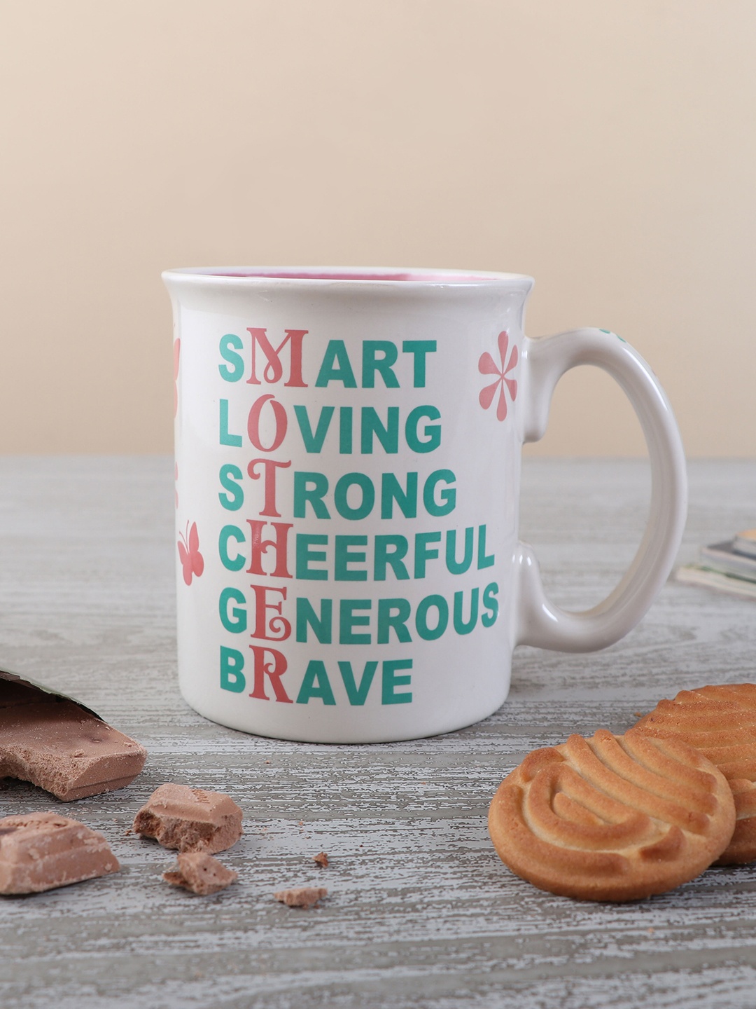 

Archies White & Green 2 Pcs Text or Slogans Printed Ceramic Glossy Mugs
