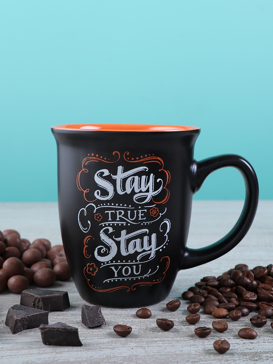 

Archies Black & Orange 2 Pcs Text or Slogans Printed Ceramic Glossy Mugs
