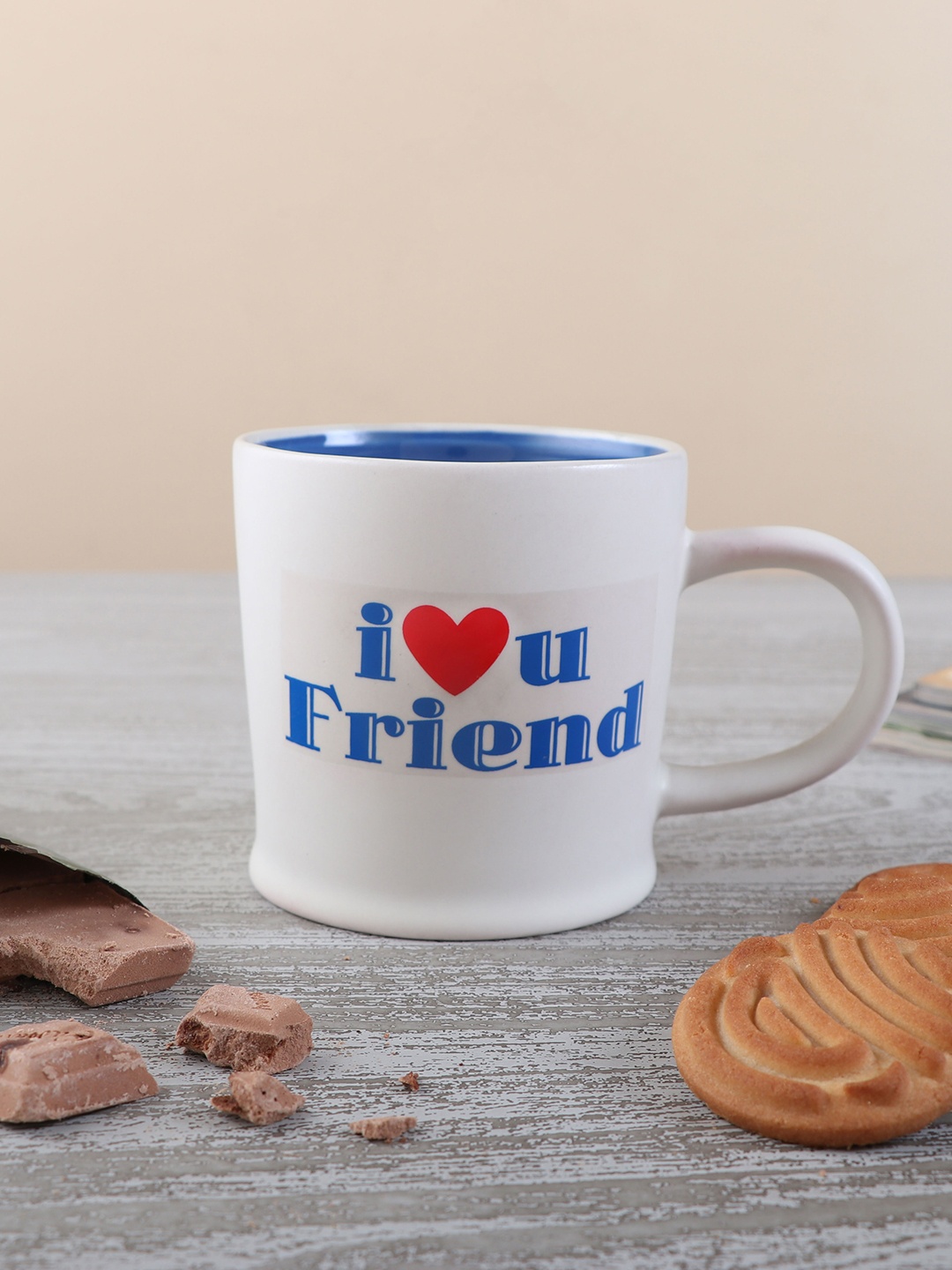 

Archies White & Blue 2 Pcs Text or Slogans Printed Ceramic Glossy Mugs