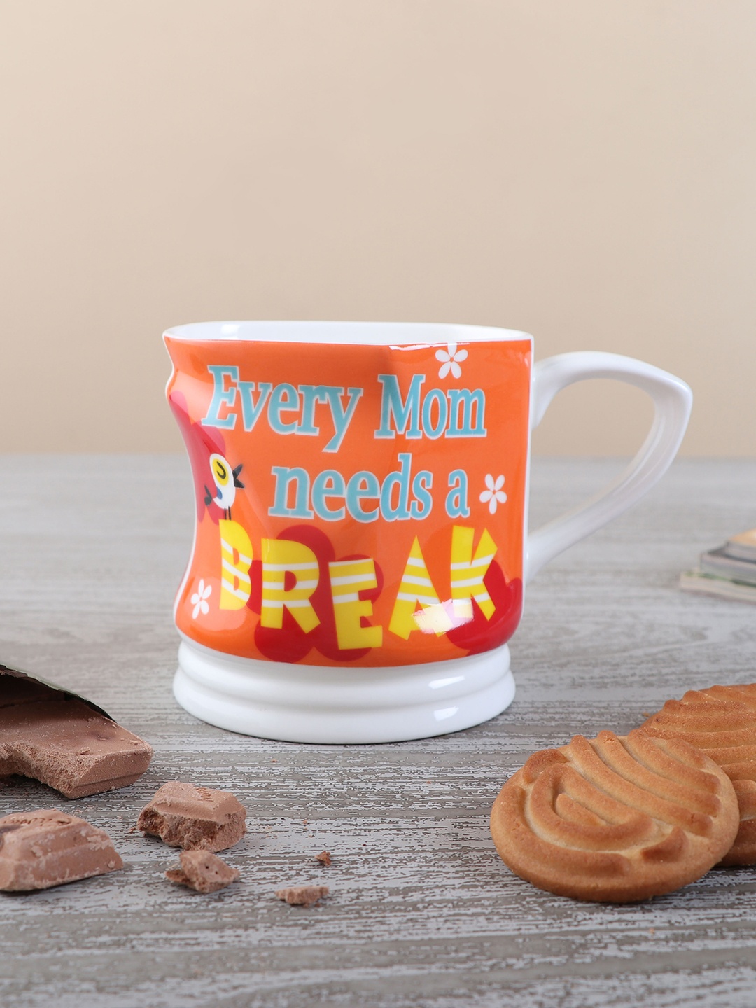 

Archies Red & White 2 Pcs Text or Slogans Printed Ceramic Glossy Mugs