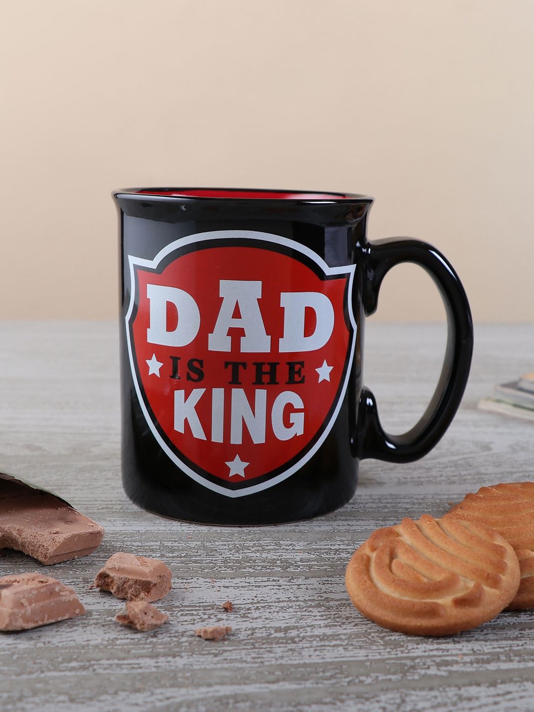 

Archies Black & Red 2 Pcs Text or Slogans Printed Ceramic Glossy Coffee Mugs