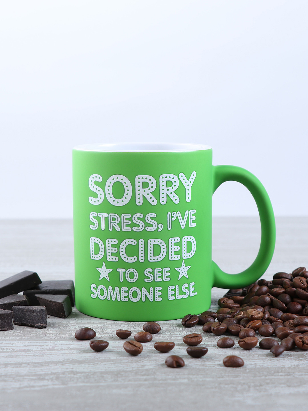 

Archies Green & White 2 Pcs Text or Slogans Printed Ceramic Glossy Mugs