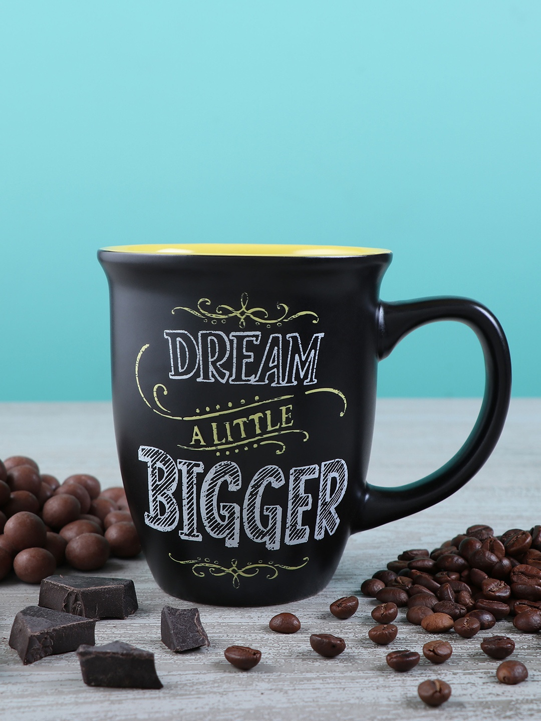 

Archies Black & Yellow 2 Pcs Text or Slogans Printed Ceramic Glossy Mugs