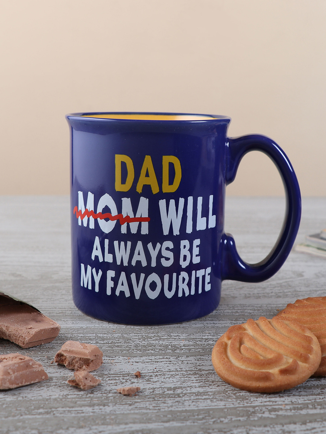

Archies Blue & Yellow 2 Pcs Text or Slogans Printed Ceramic Glossy Mugs