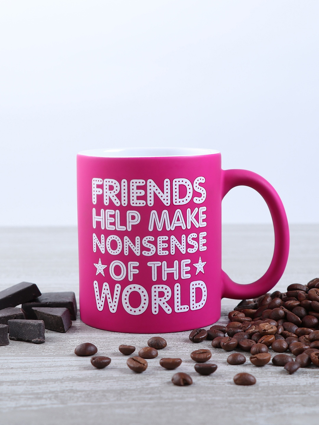 

Archies Pink & White 2 Pcs Text or Slogans Printed Ceramic Glossy Mugs