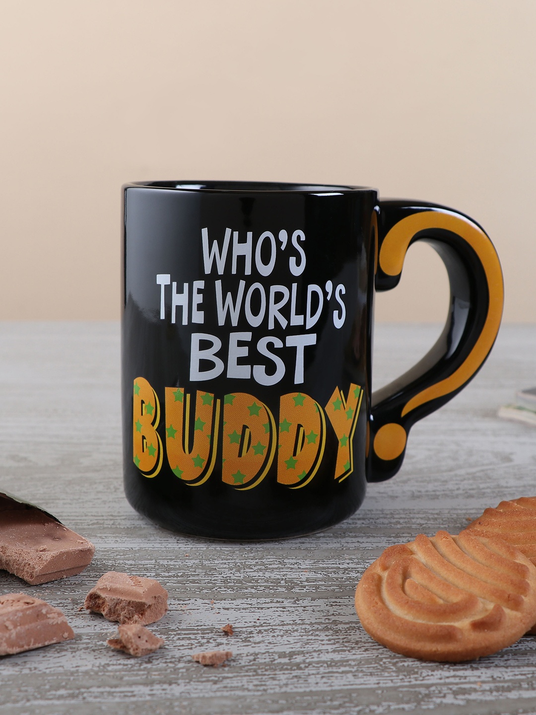 

Archies Black & Yellow 2 Pcs Text or Slogans Printed Ceramic Glossy Mugs
