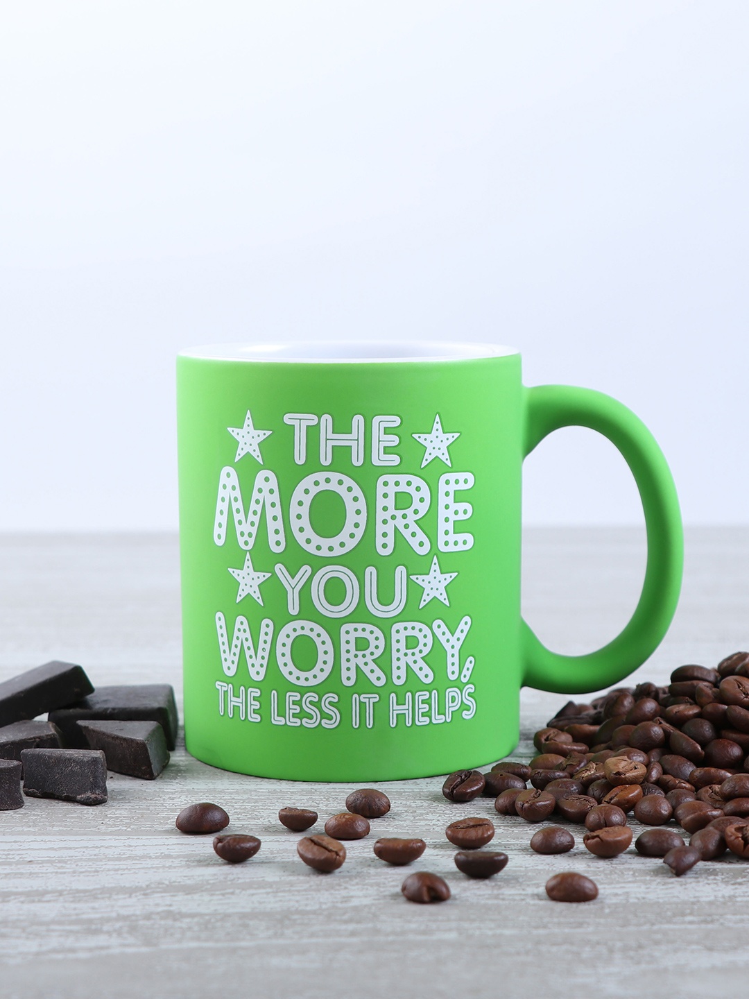 

Archies Green & White 2 Pcs Text or Slogans Printed Ceramic Glossy Mugs