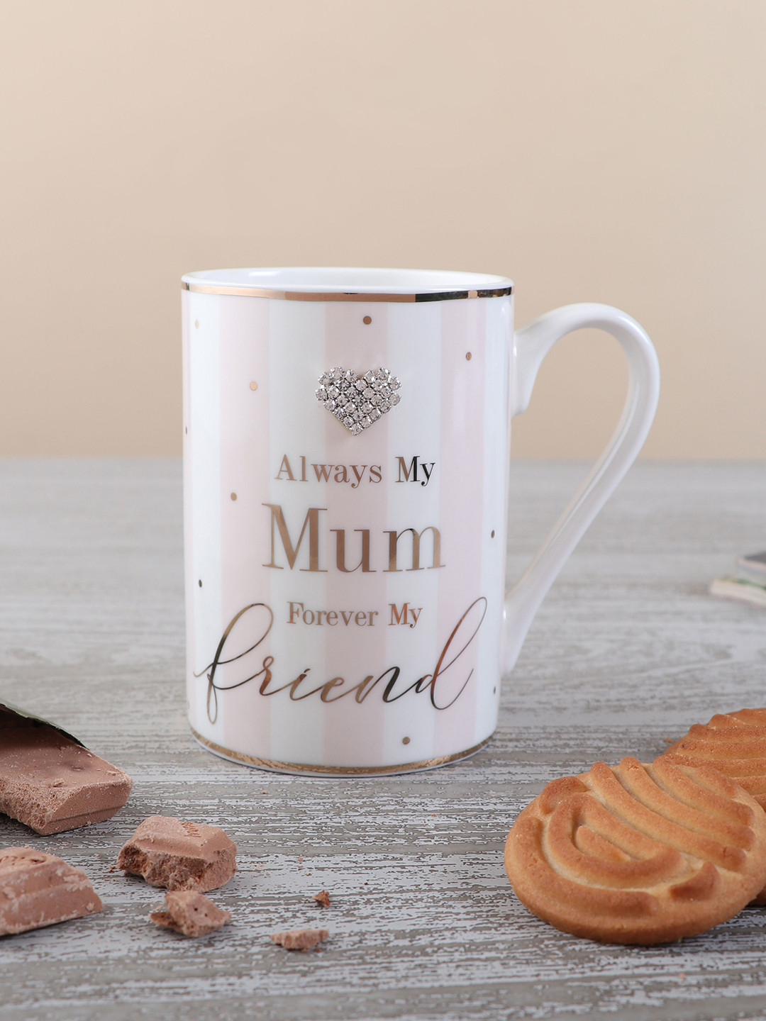 

Archies White & Pink 2 Pcs Text or Slogans Printed Ceramic Glossy Mugs