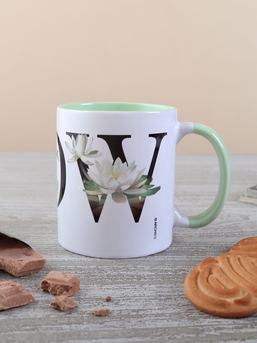 

Archies White & Green 2 Pcs Printed Ceramic Glossy Mugs