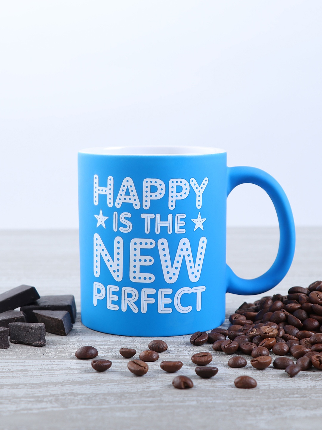 

Archies Neon Blue & White 2 Pcs Text or Slogans Printed Ceramic Glossy Mugs