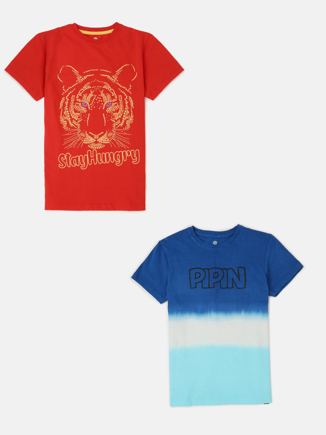 

PIPIN Boys Pack Of 2 Typography Printed Cotton T-shirts, Red