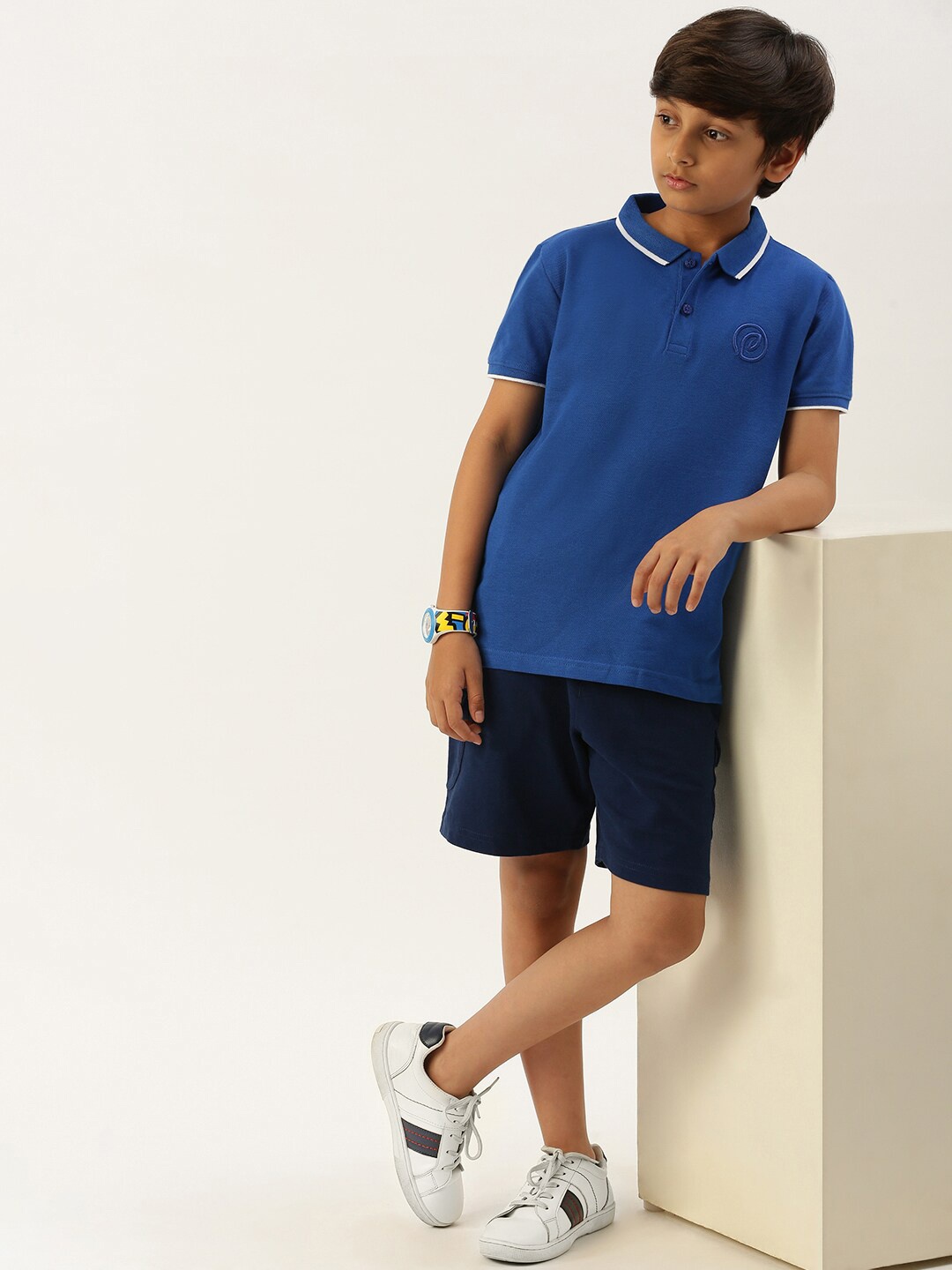 

PIPIN Boys Pack Of 2 Polo Collar Cotton T-shirt, Blue