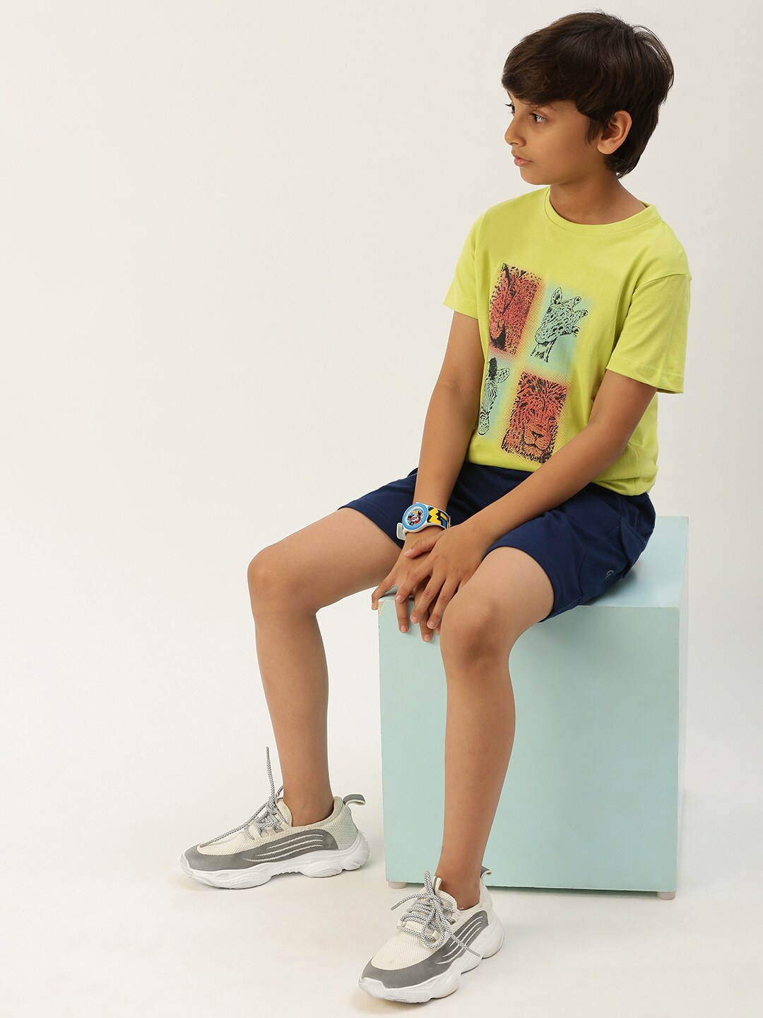 

PIPIN Boys Pack Of 2 Printed Cotton T-shirt, Blue
