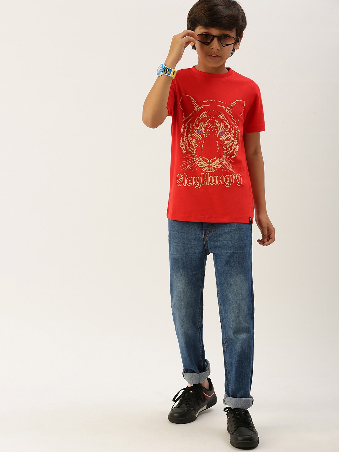 

PIPIN Boys Pack Of 2 Printed Cotton T-shirt, Blue