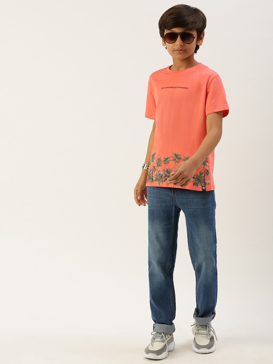 

PIPIN Boys Pack Of 2 Conversational Printed Cotton Tshirts, Green