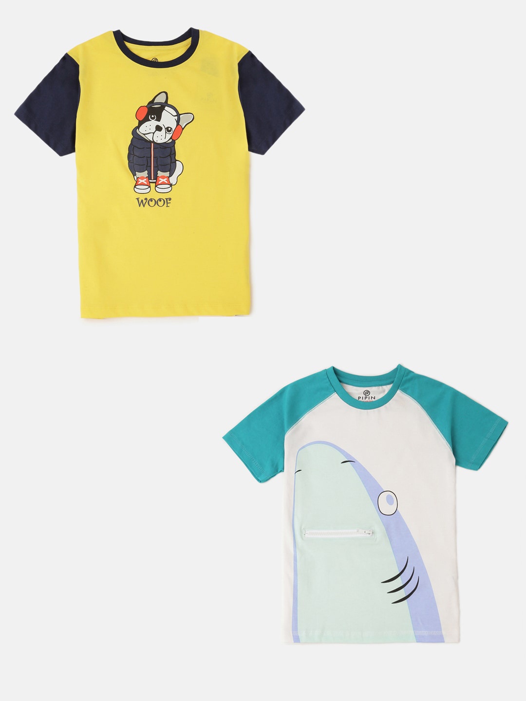 

PIPIN Boys Pack Of 2 Printed T-shirt, Green