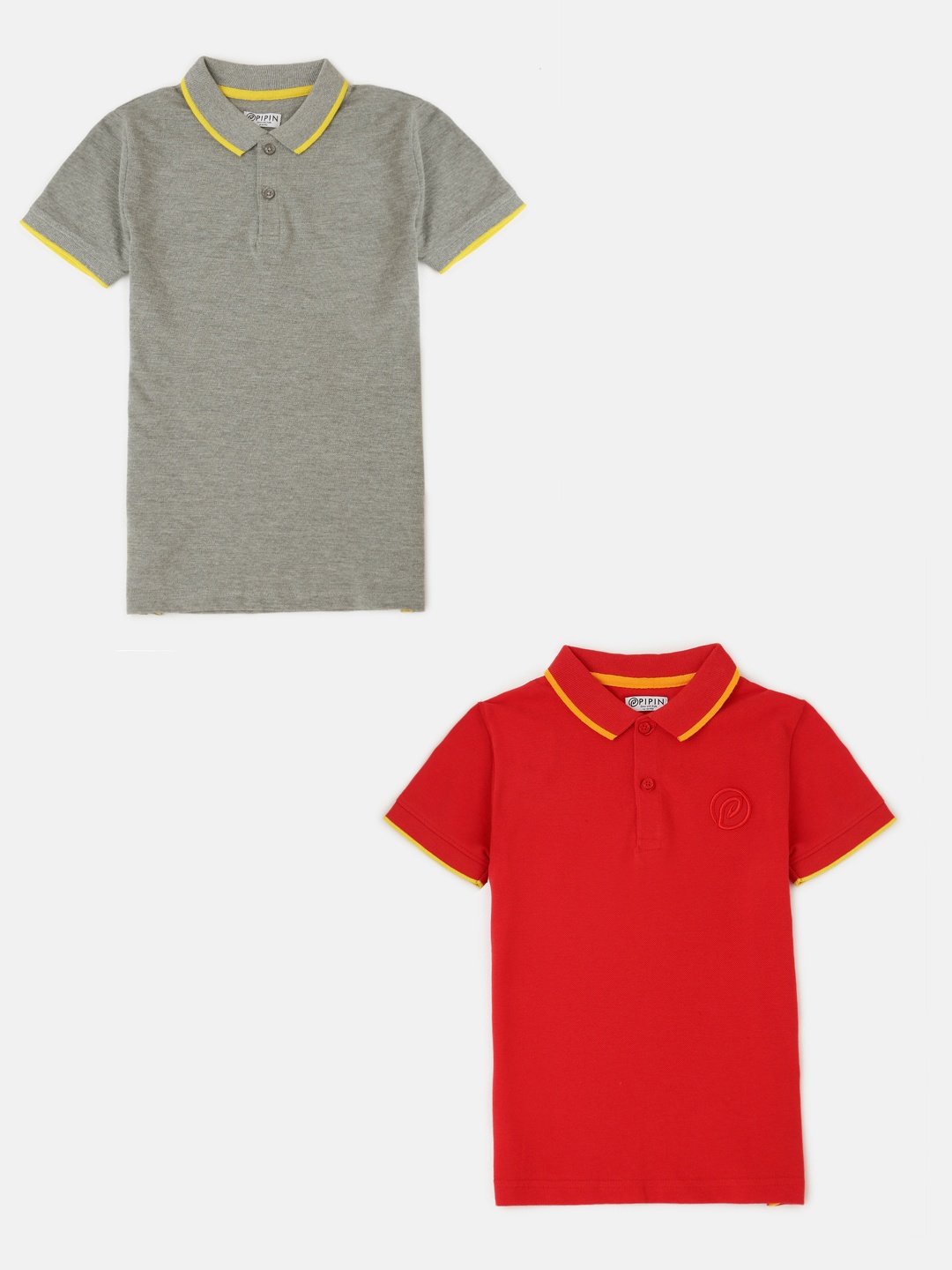 

PIPIN Boys Pack of 2 Polo Collar Cotton T-shirt, Red