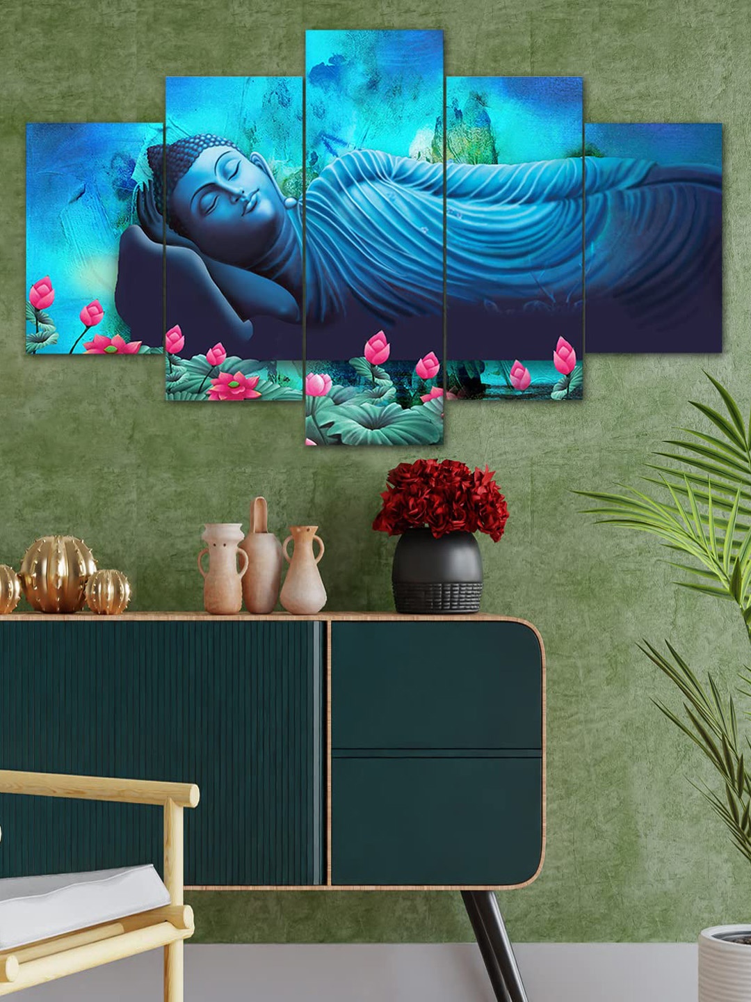 

Perpetual Set Of 5 Blue Buddha Wall Paintings