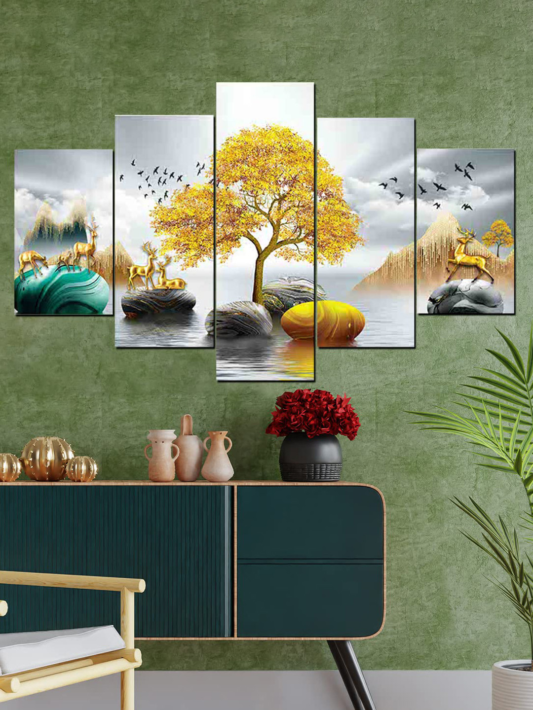 

Perpetual Set Of 5 Yellow Wall Paintings