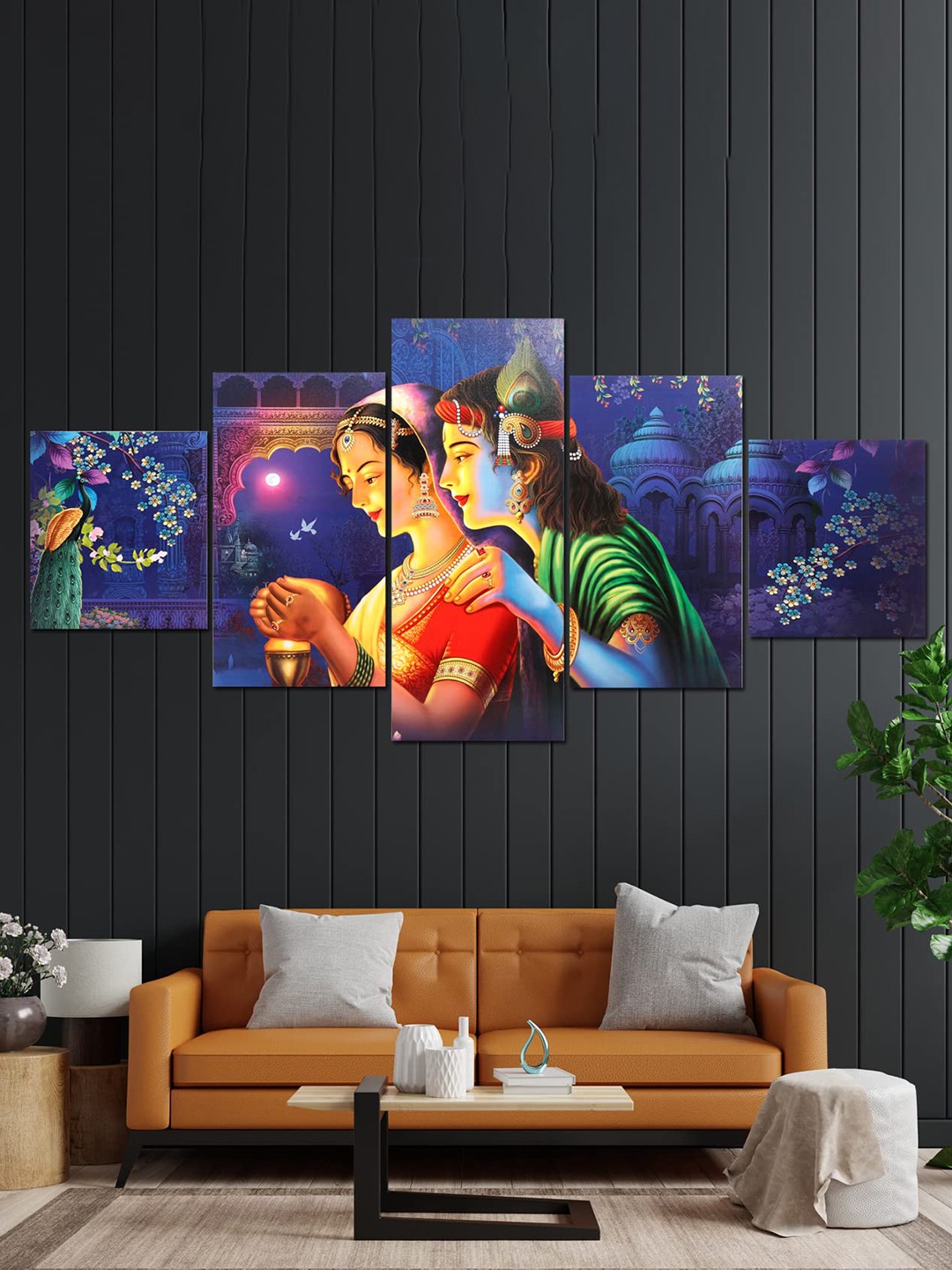 

Perpetual Blue & Red 5 Pcs 3D Radha Krishna Painting Wall Art
