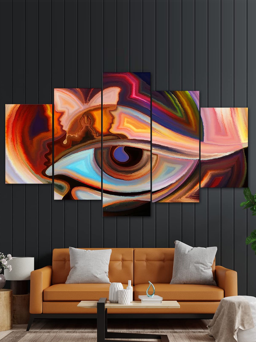 

Perpetual Set Of 5 Red and peach Wall Paintings
