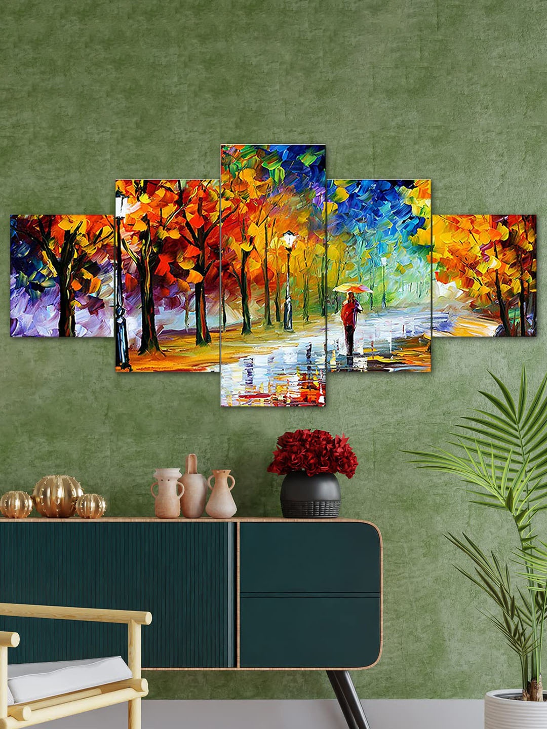 

Perpetual Set Of 5 orange Wall Paintings