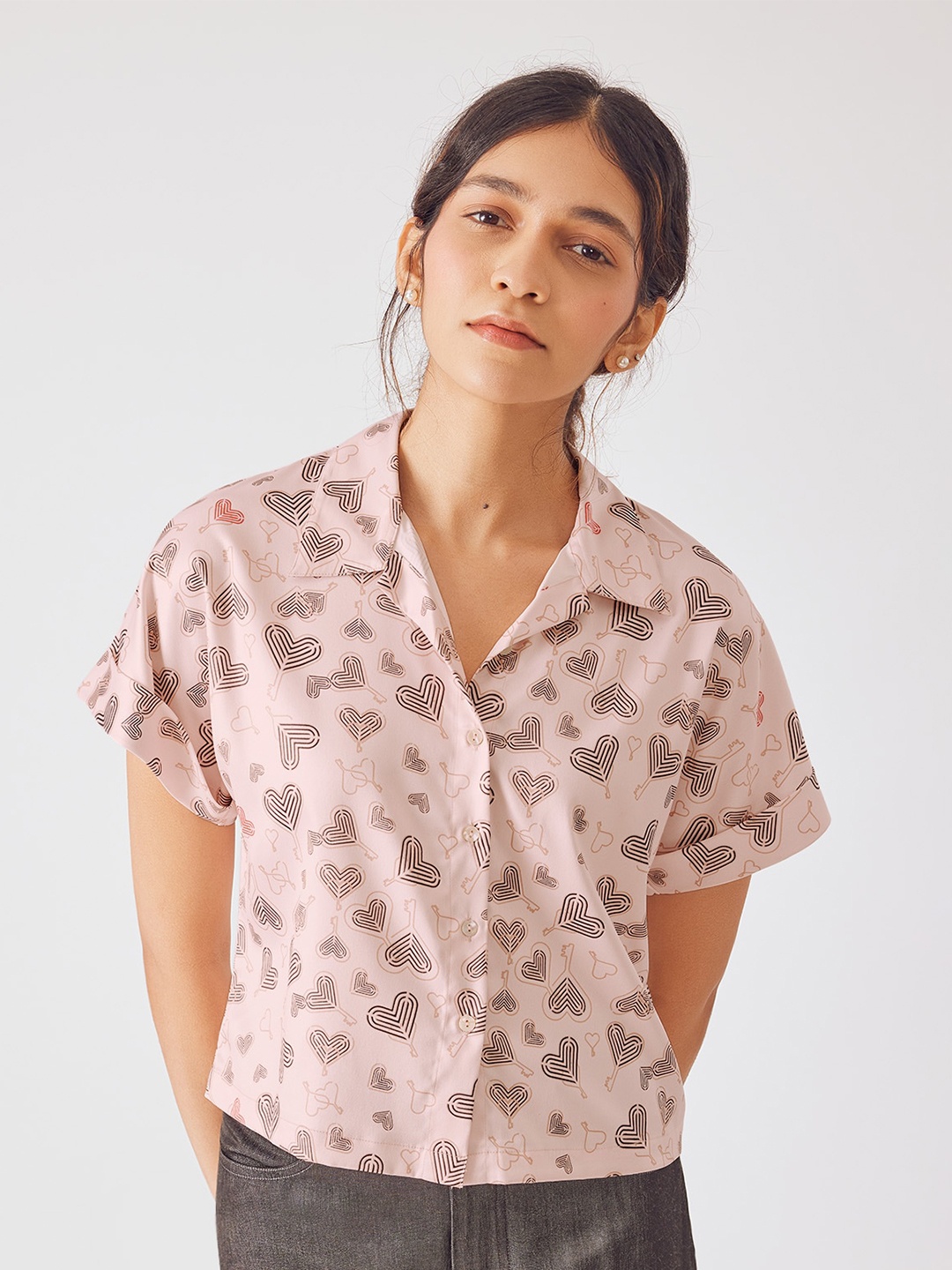 

The Label Life Women Printed Casual Shirt, Pink