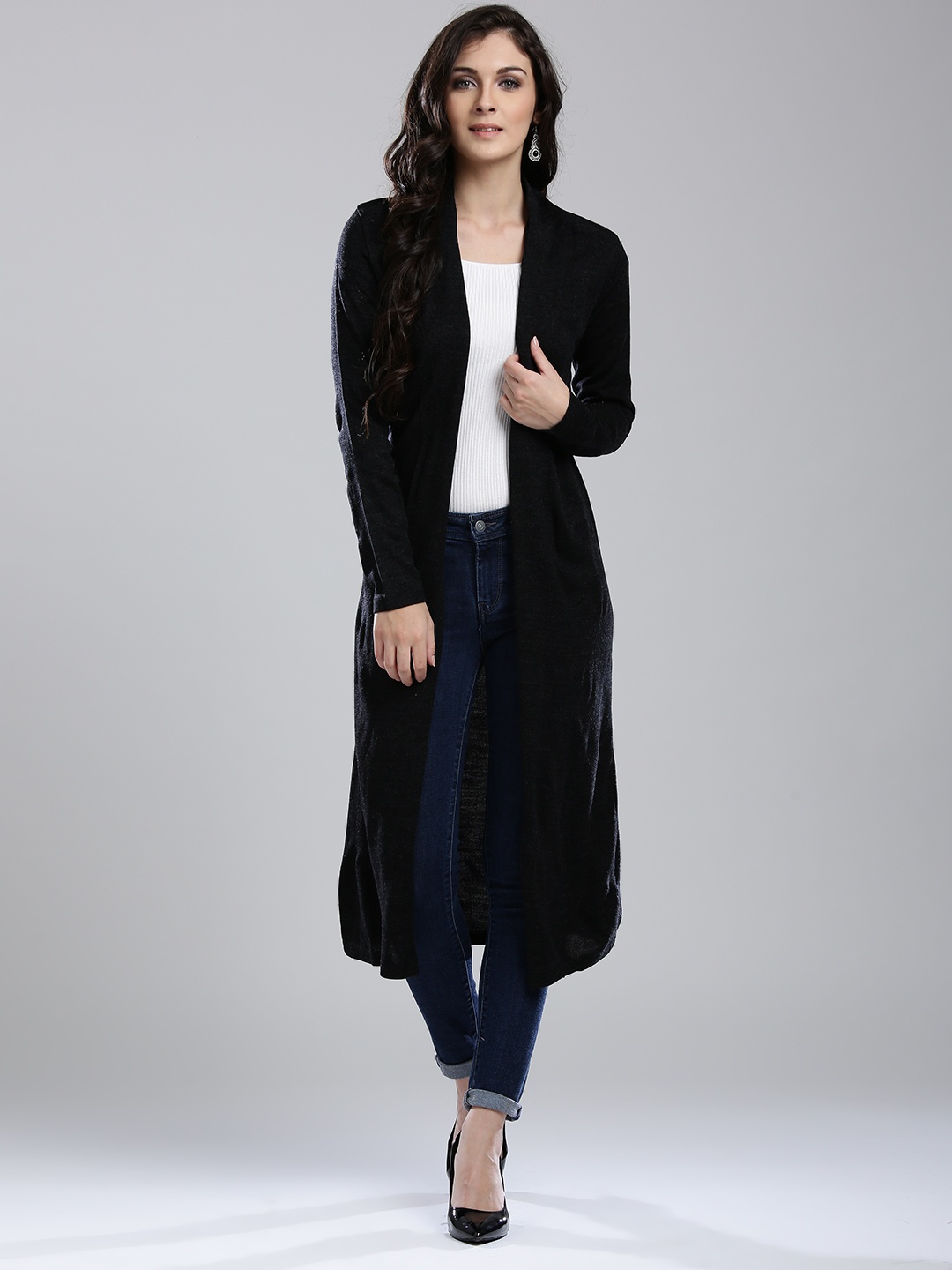 

W Women Charcoal Longline Front-Open