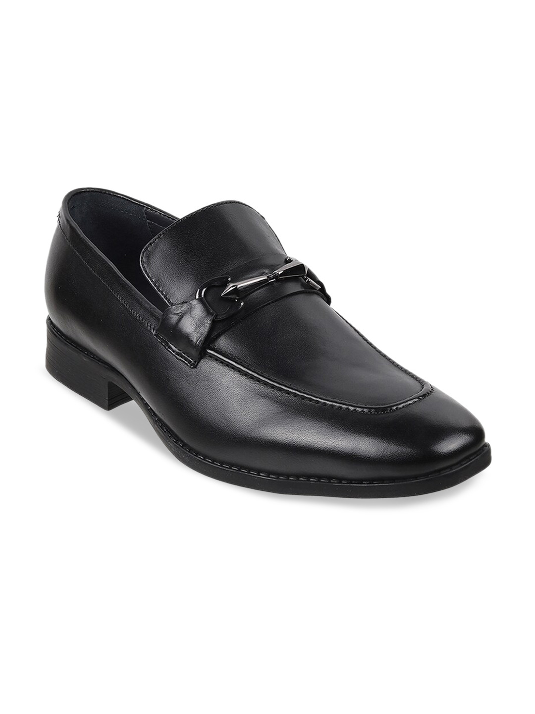 

Mochi Men Leather Slip On Formal Loafers, Black