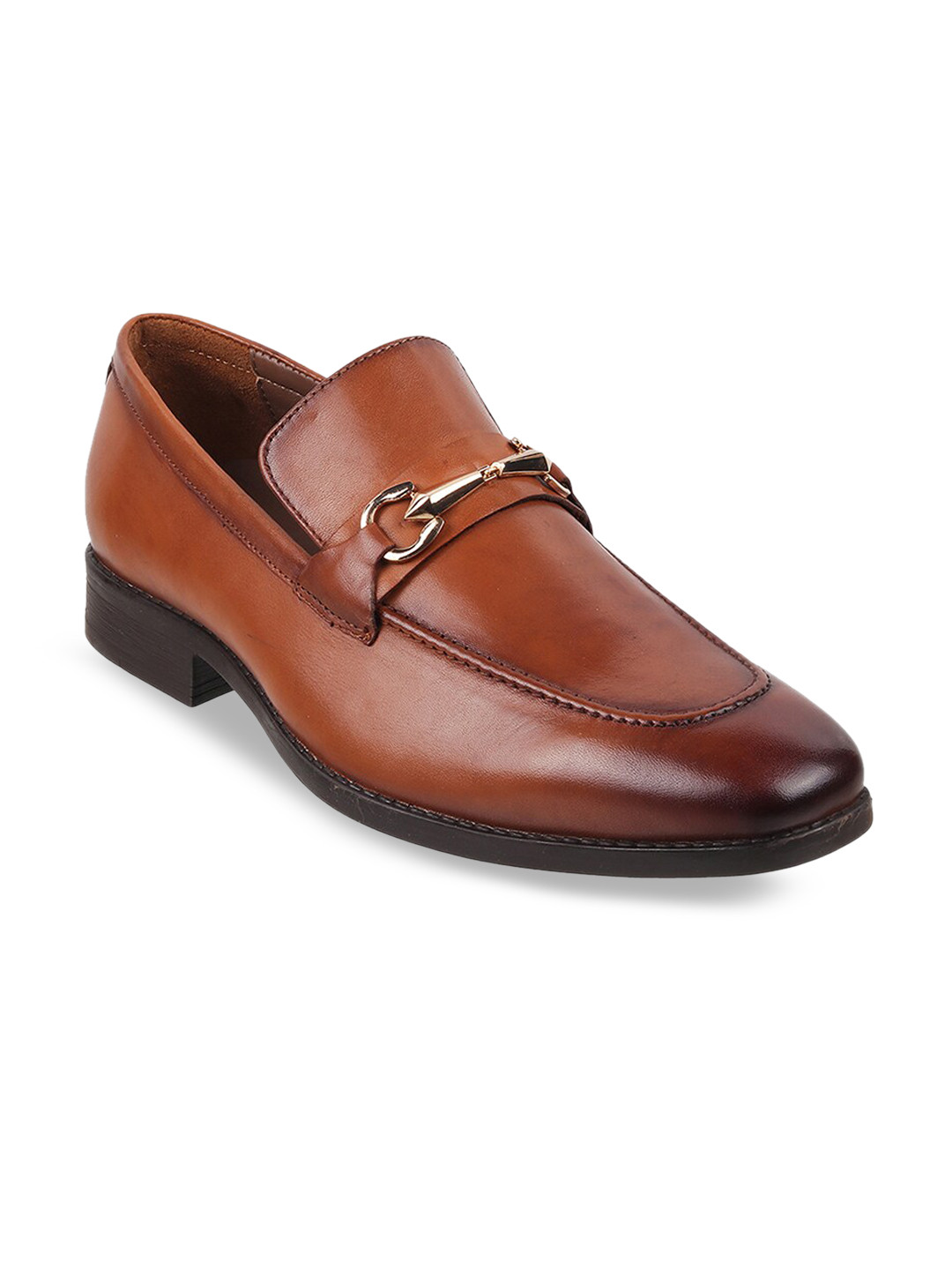 

Mochi Men Leather Formal Loafers, Tan