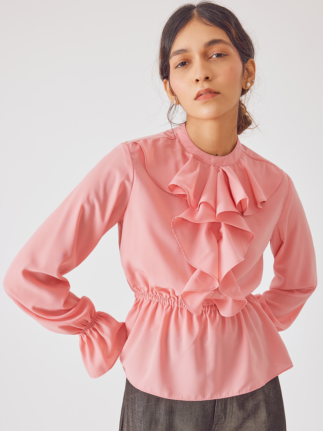 

The Label Life Cinched Waist Ruffle Top, Pink