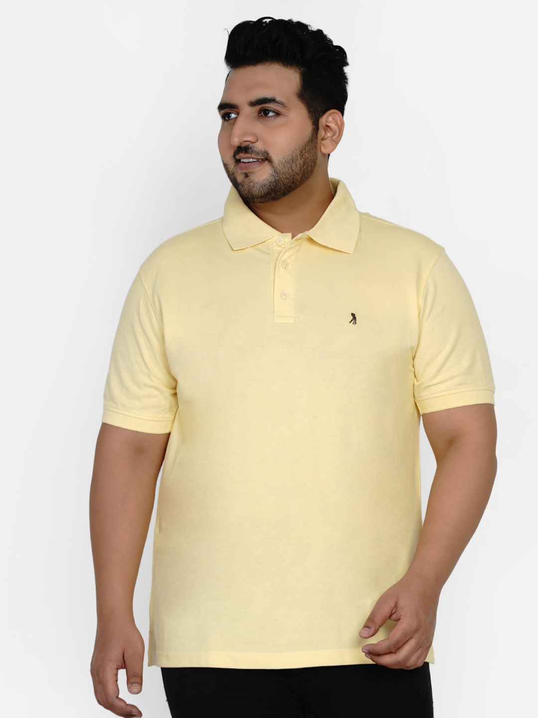 

Santonio Plus Size Polo Collar Pure Cotton T-shirt, Yellow
