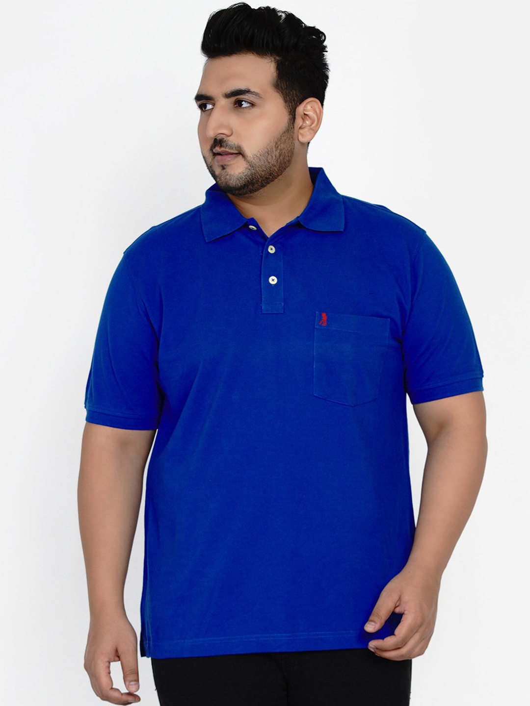 

Santonio Men Plus Size Polo Collar Cotton T-shirt, Blue