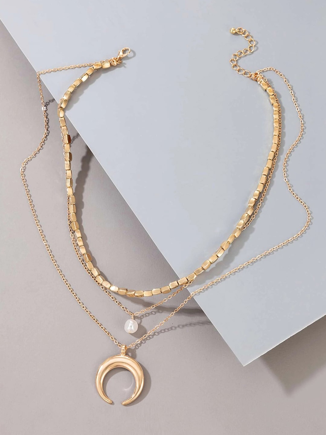

Jewels Galaxy Brass Gold-Plated Layered Necklace, White